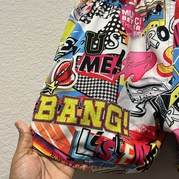 Bang Men SUPER POP RESORT SHORTS Retro 90’s Y2K Zip Pockets Size Medium Beachy - Picture 8 of 13